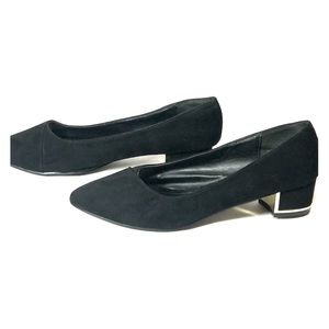 Versace 1969 Italia Black Suede w/ Gold Trim Heel